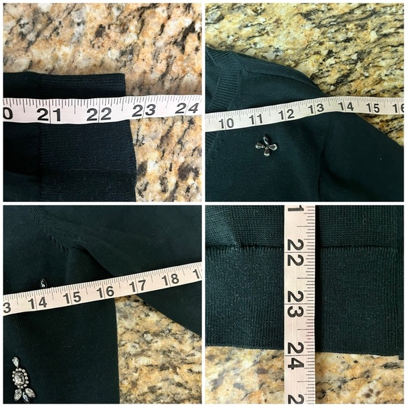 LOFT Black Embellished Button Front Cardigan Sweater Women’s Size [M] - Picture 6 of 11